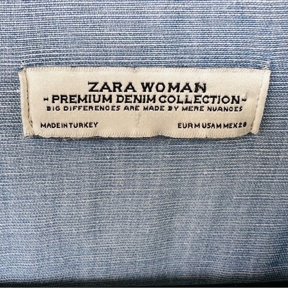 ZARA WOMAN LYOCELL LINEN CHAMBRAY DENIM TUNIC TOP FRAYED HEM SIZE MEDIUM - Picture 5 of 5